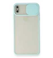 Durukar® iPhone X Kılıf Palm Buzlu Kamera Sürgülü Silikon - Turkuaz
