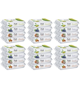 Pure Baby Wipes Islak Havlu Mendil 50 Yaprak 24 Lü Set (1200 Yaprak) (Meyveli)