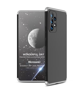 Microsonic Samsung Galaxy A53 5G Kılıf Double Dip 360 Protective Siyah Gri (Gümüş-Siyah)