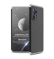 Microsonic Samsung Galaxy A53 5G Kılıf Double Dip 360 Protective Siyah Gri (Gümüş-Siyah)