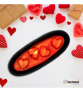 Soya Mum Kırmızı Kalpli Tabak (Kırmızı-Siyah)