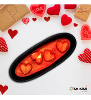Soya Mum Kırmızı Kalpli Tabak (Kırmızı-Siyah)