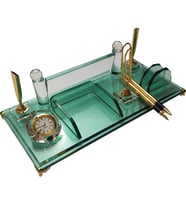 Kristal Masaüstü Kalemli isimlik Ofis Makam Hediyesi M531 YESIL GOLD