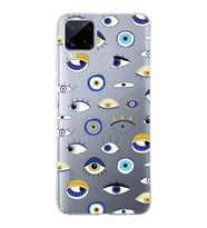 PrintiFy Realme C15  ile Uyumlu 1mm Slim Fit Nazar Boncuğu 2 Baskılı Şeffaf  Kılıf
