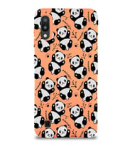 Samsung Galaxy M10 Uyumlu Lansman Kılıf Panda Tasarımlı İçi Kadife Kapak-Turuncu (Şeffaf)