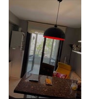 RİOLİGHT MODERN PARLAK SİYAH İÇİ KIRMIZI CAFE,MUTFAK,GENÇ ODASI TEKLİ METAL SARKIT AVİZE ÇAP:40CM