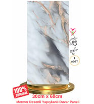Shiny Mix Color Mermer Desenli 60x30cm Yapışkanlı Mutfak Banyo Kaplama Duvar Paneli Kağıdı TX-092 (Çok Renkli)
