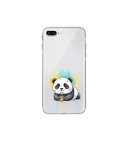 iPhone 8 Plus ile Uyumlu Splash Panda Tasarımlı Şeffaf Silikon Kılıf
