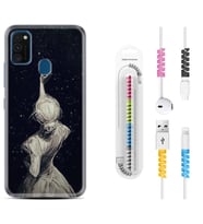 Samsung M21 M22 M23 M30 M31S M32 Kılıf Kablo Koruma Spiral Silikon Star Woman 1332