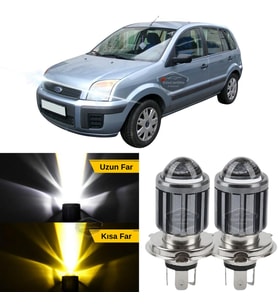 Ford Fusion 2002-2012 Uyumlu Mercekli Far Ampulü Led Xenon Sarı-Beyaz Far Şimşek Etkili Uzun Kısa