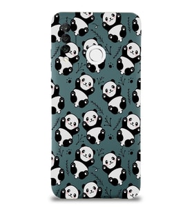 Huawei P 30 Lite Uyumlu Lansman Kılıf Panda Tasarımlı İçi Kadife Yeşil Kapak (Şeffaf)