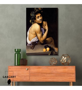 Tekli Dikey Kanvas Tablo Ünlü Eserler Caravaggio Genç Hasta Bacchus
