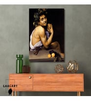 Tekli Dikey Kanvas Tablo Ünlü Eserler Caravaggio Genç Hasta Bacchus