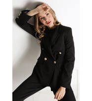 Kadın Gold Düğmeli Blazer Ceket (Siyah)