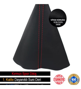 Seat Cordoba Siyah Deri Özel Tasarım Kırmızı Spor Dikiş Vites Körüğü