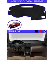 Volkswagen Bora 1997-2005 Için Uygun Torpido Koruma Halısı Siyah Kenar Renk Mavi