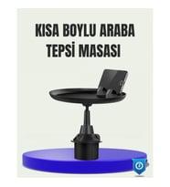 Mey İthalat® 360° Döner Araç Bardaklık Tepsisi Geniş Yemek Alanlı Telefon Standlı