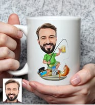 Kişiye Özel Balıkçı Tasarımlı Karikatürlü Kupa Bardak