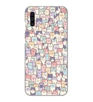 Samsung Galaxy A30S/A50/A50S Uyumlu Sevimli Kediler Desenli Şeffaf Telefon Kılıfı