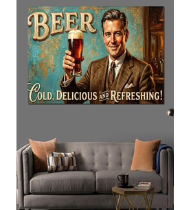 Cold Beer Buz Gibi Bira Dekoratif Kanvas - Mdf Ahşap Tablo