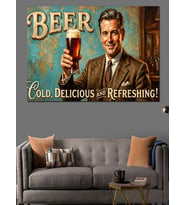 Cold Beer Buz Gibi Bira Dekoratif Kanvas - Mdf Ahşap Tablo