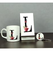 L Harfi Üçlü Set (Kupa + Telefon Standı + Anahtarlık)