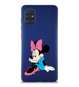 Samsung Galaxy A51 Soft Premier Kapak Minnie Mouse-E Tasarımlı Silikon Kılıf - Lacivert (Şeffaf)