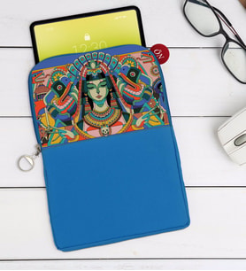 BK Gift Modern Soyut Tasarımlı Taşınabilir Koruyucu Tablet Kılıfı & Organizer Çanta - Mavi-3