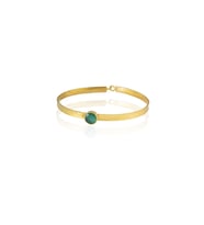 Kadir Jewellery 22 Ayar Altın Kaplama El İşçiliği Zirkon Taşlı Kadın Kelepçe Bilezik (K.Yeşil)