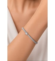 Damla Işıltı Su Yolu Bileklik – Zirkon Taşlı Luxury Silver Görünüm Zarif Model 18 cm