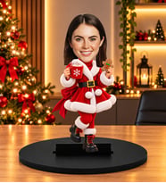 Kişiye Özel Fotoğraflı Yılbaşı Biblosu Kadın Noel Kostümlü Kadın 3D Görünümlü Karikatür Masaüstü Hediyesi