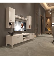 Decoraktiv Eko 5DA Slm Dvd Silver Tv Ünitesi Tv Sehpası - Parlak Beyaz (Beyaz)