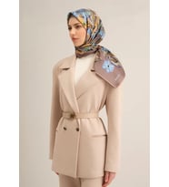 Armine Tivil İpek Eşarp 9332 - 35 Füme Karışık Desen