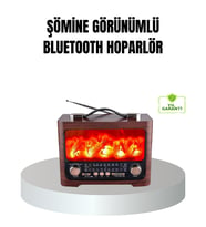 Solar Şarjlı Şömine Efektli Hoparlör 7W Taşınabilir Ses Sistemi