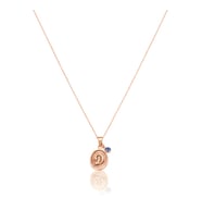 Desenli Oval Gümüş Harf Kolye - Rose