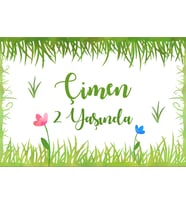 Çimen Temalı Doğum Günü Afişi 70x100 cm