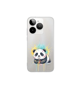 General Mobile Era 30 ile Uyumlu Splash Panda Tasarımlı Şeffaf Silikon Kılıf