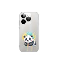 General Mobile Era 30 ile Uyumlu Splash Panda Tasarımlı Şeffaf Silikon Kılıf