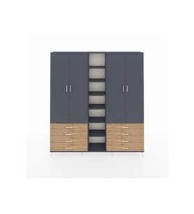 Arges Dolap 10 Raflı 8 Çekmeceli 2 Askılı 220x30x243 Antrasit-Antrasit/Çam