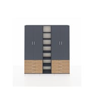 Arges Dolap 10 Raflı 8 Çekmeceli 2 Askılı 220x30x243 Antrasit-Antrasit/Çam