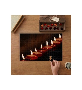 Yanan Sıra Mumlar Tasarımı 240 parça Ahşap Puzzle Ahşap Kutuda MP04050