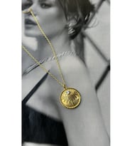 14 K Gold Kaplama 925 Ayar Gümüş Güneş Tasarım Mıhlama Kolye