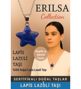 Sertifikalı Yıldız Model Lapis Lazuli Kolye Bilgelik ve Sakinlik Veren Doğal Taş (Çok Renkli)