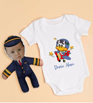 BK Kids Kişiye Özel Fotoğraflı Bebek Yastık ve Bebek Body Zıbın Hediye Seti - Model 39