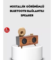 Gramofon Tasarımlı Bluetooth Hoparlör – 3D Stereo Ses, 1800 Mah Batarya