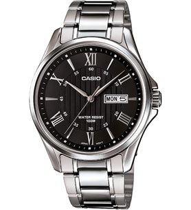 Casio MTP-1384D-1AVDF Quartz Çelik Gri Siyah Kadran 10 ATM 41 mm Erkek Kol Saati