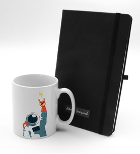 Özel Tasarım Astronot Kupa & Kişiye Özel Plakalı Defter