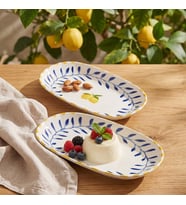 GÜRAL PORSELEN Limon Desenli 2li 24 cm Porselen Kayık Tabak Seti