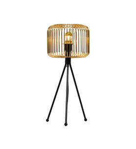 Kafes Tripod Abajur Metal Başlıklı Gold