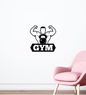 BK Home GYM Tasarımlı Ahşap Duvar Süsü-17 (Siyah)